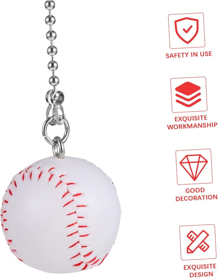 UPKOCH 6pcs Baseball Ceiling Fan Pull Chain Decorative Pendant Black Fine Craftsmanship - Image 2